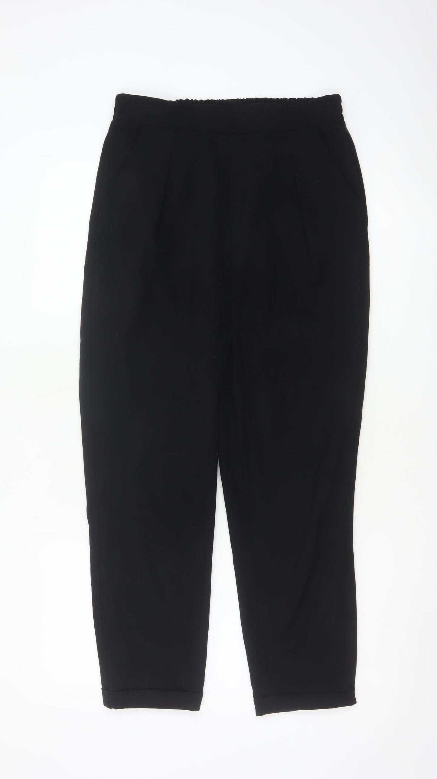 Stradivarius Women’s Black Tapered Elastic Waist Trousers Size S
