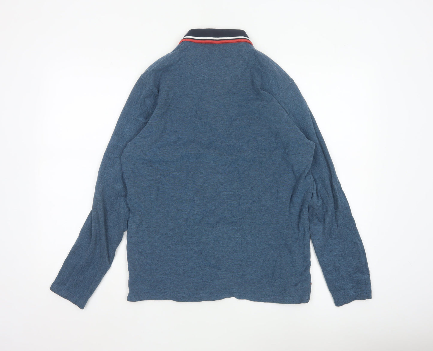 Jack & Jones Men Blue Long Sleeve Cotton Polo Shirt Size L