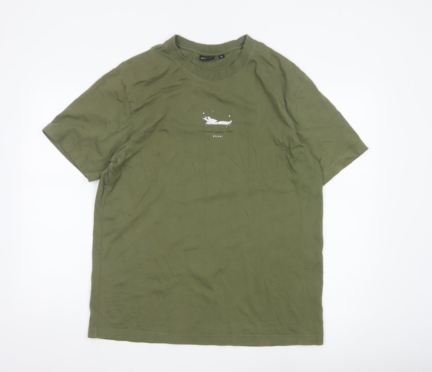Afends Men’s Green Recycled Cotton Graphic T-Shirt Size L