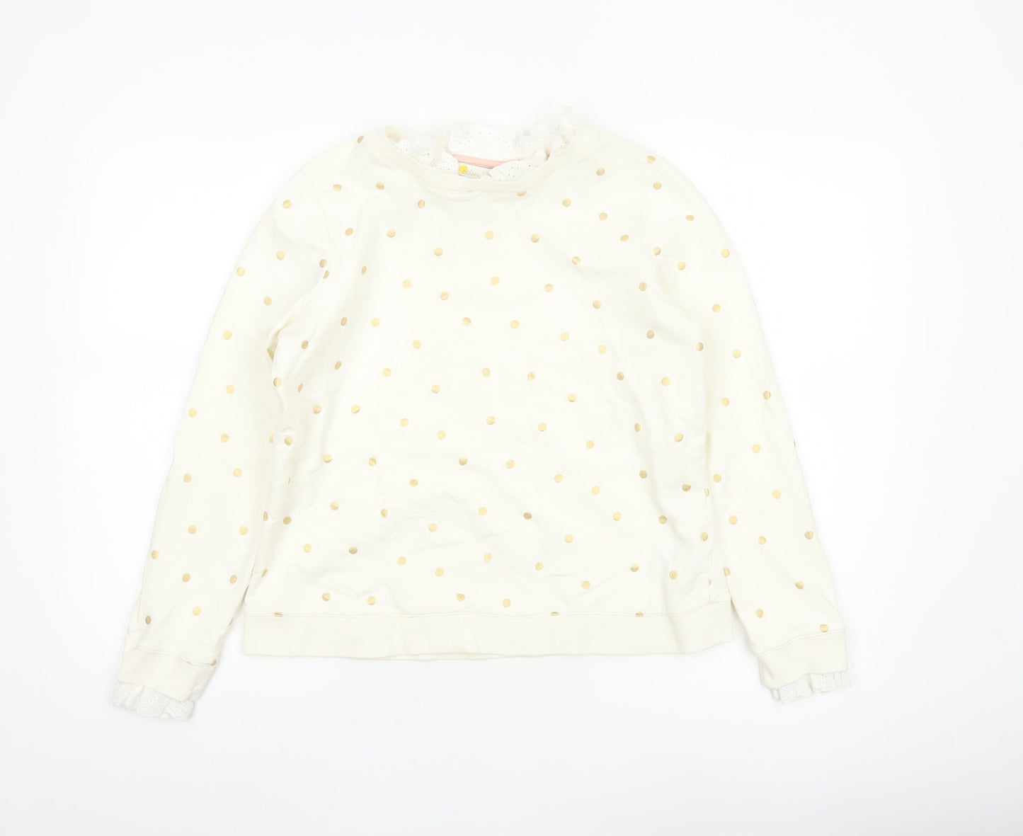 Boden Women Ivory Polka Dot Cotton Long Sleeve Blouse M