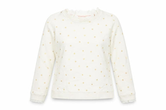 Boden Women Ivory Polka Dot Cotton Long Sleeve Blouse M