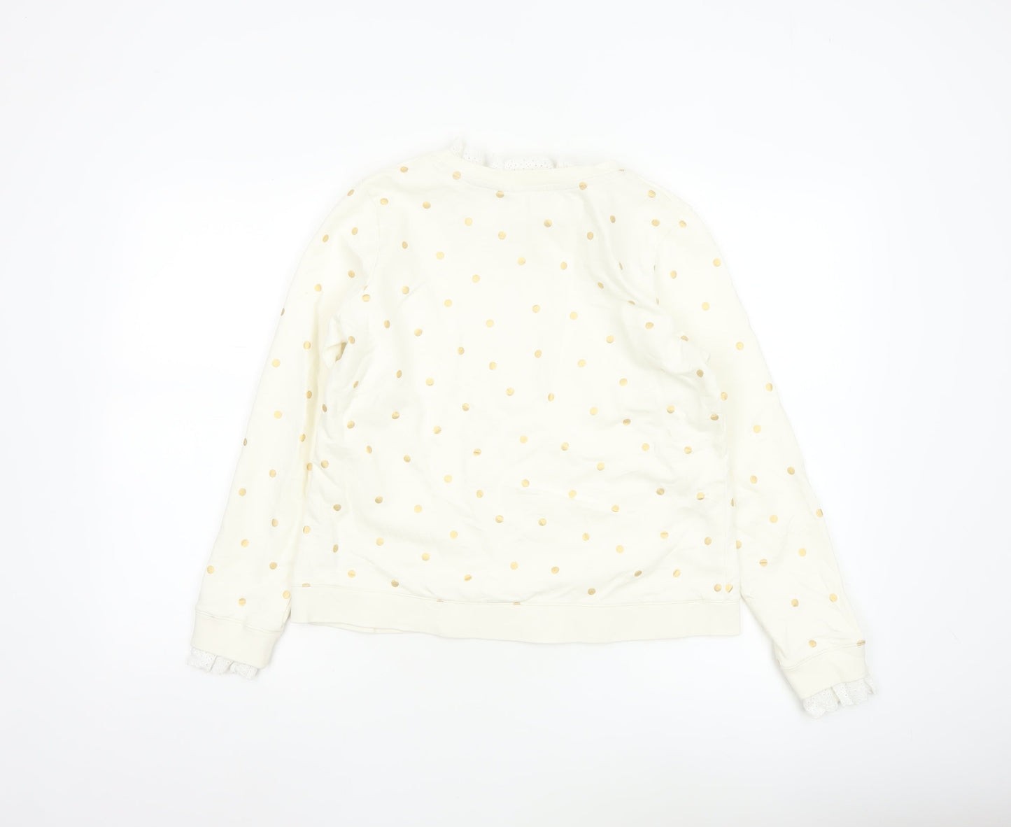 Boden Women Ivory Polka Dot Cotton Long Sleeve Blouse M