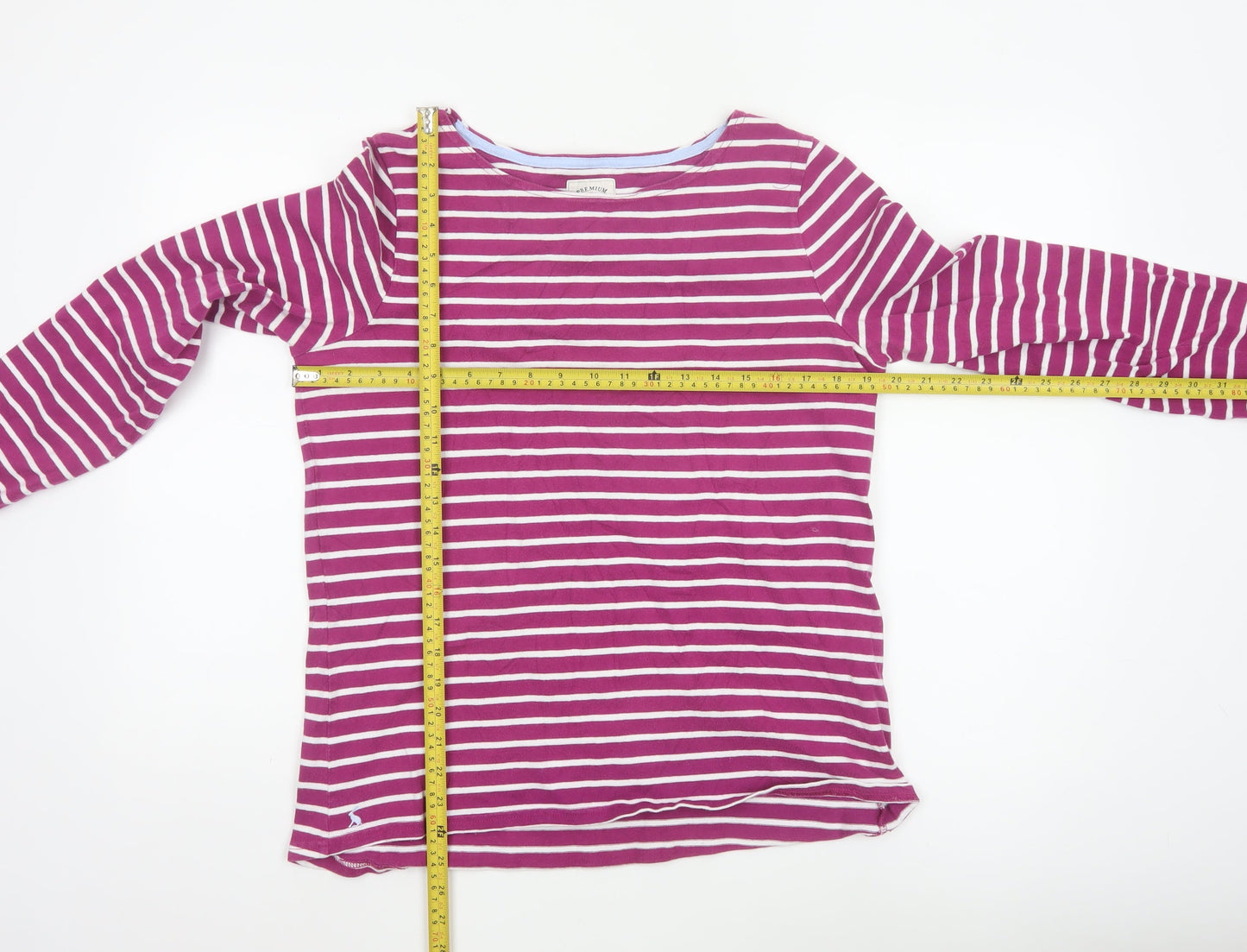 Joules Women’s Pink Striped Long Sleeve Cotton T-Shirt Size 16