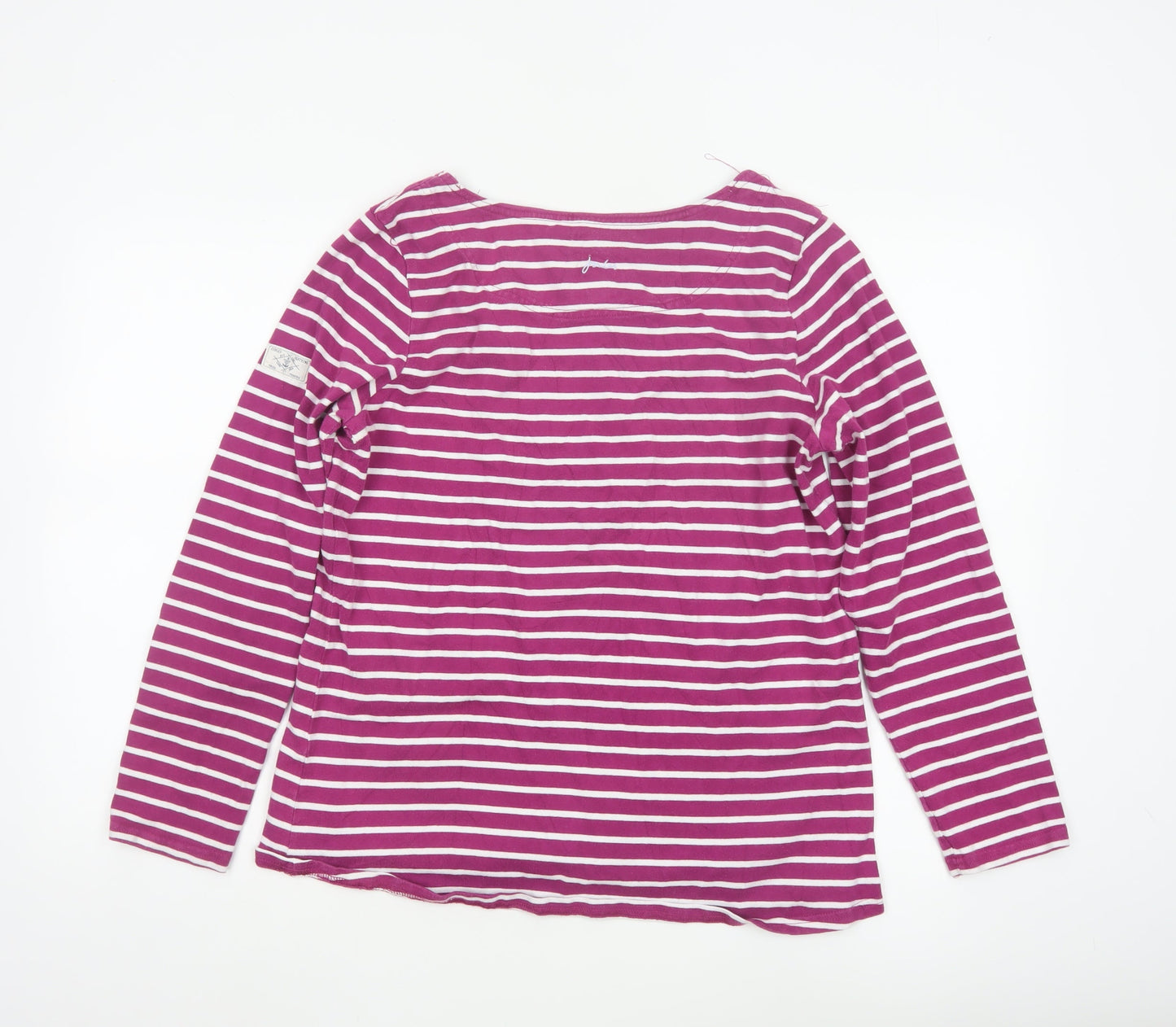 Joules Women’s Pink Striped Long Sleeve Cotton T-Shirt Size 16