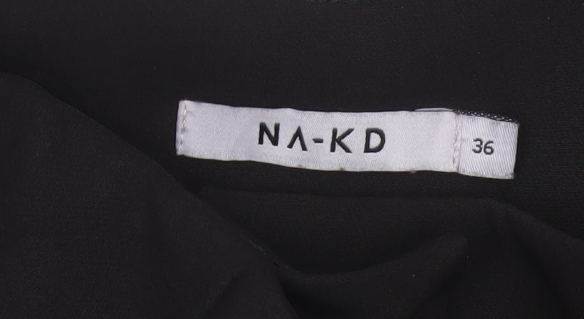 NA-KD Women's Black Paperbag Trousers Size 8 Belted High Waist