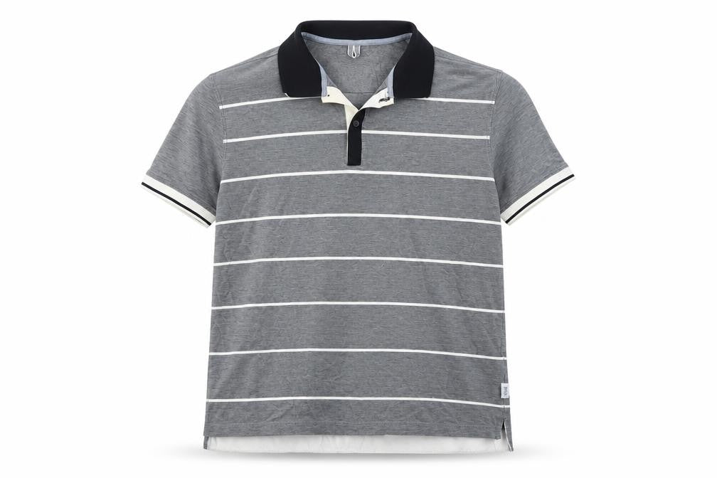 Hugo Boss Men's Grey Striped Regular Fit Pima Cotton Polo Shirt XL