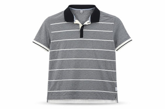 Hugo Boss Men's Grey Striped Regular Fit Pima Cotton Polo Shirt XL