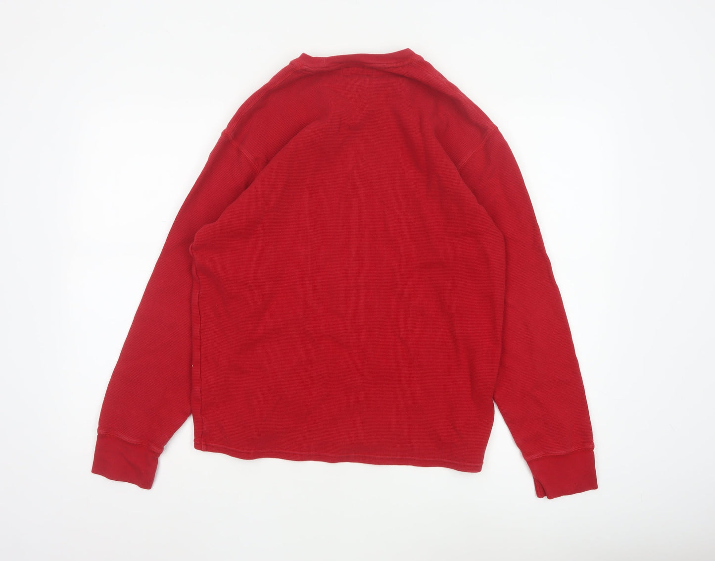Polo Ralph Lauren Men Red Cotton Long Sleeve Crew Neck Top L