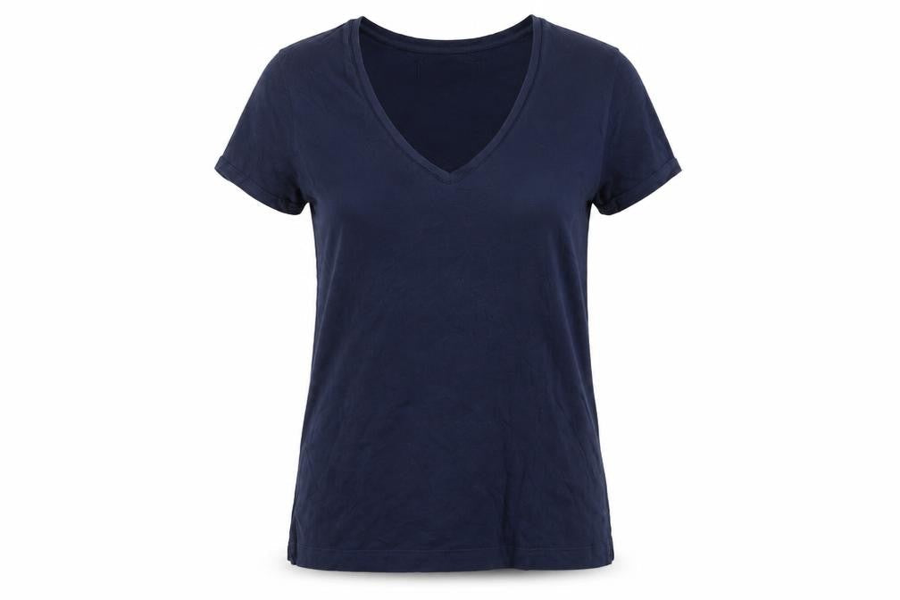 Mos Mosh Womens Navy Blue V-Neck Cotton T-Shirt Size M