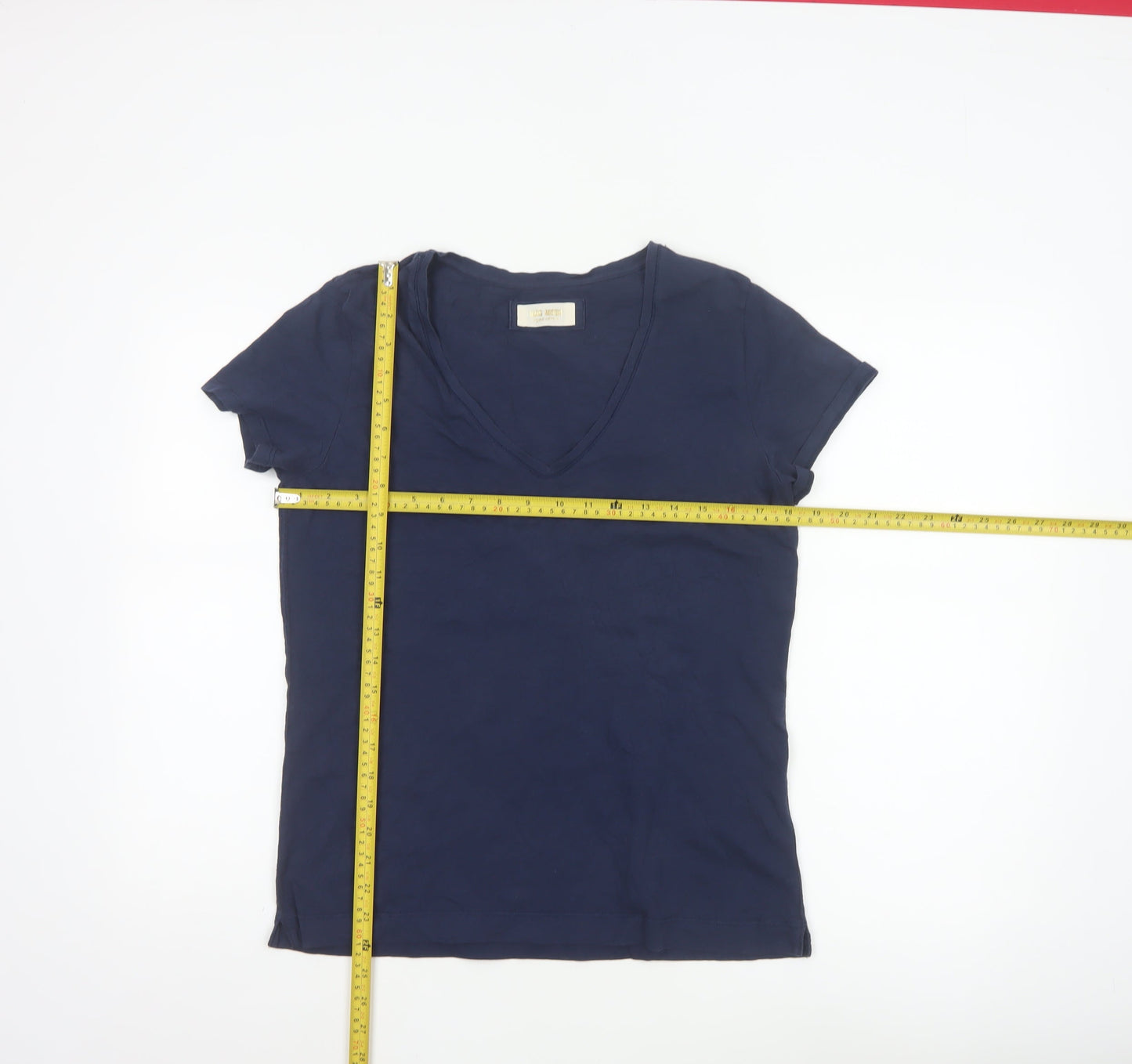 Mos Mosh Womens Navy Blue V-Neck Cotton T-Shirt Size M