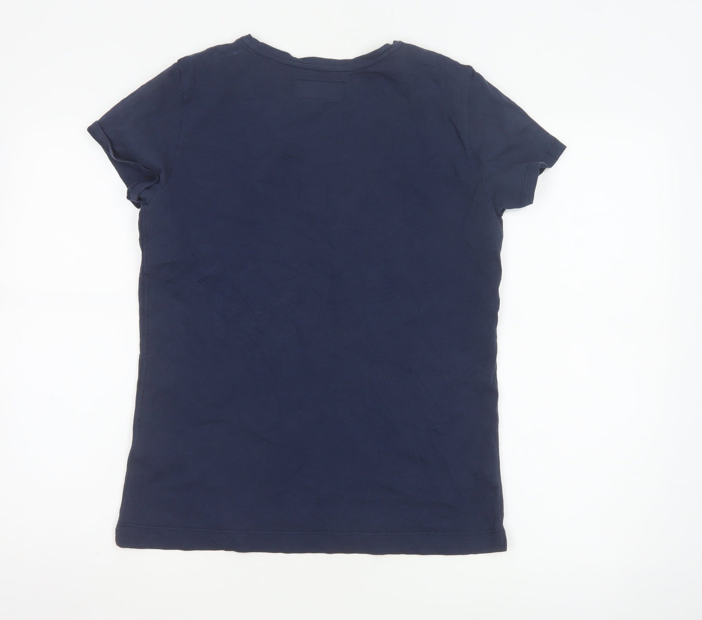 Mos Mosh Womens Navy Blue V-Neck Cotton T-Shirt Size M