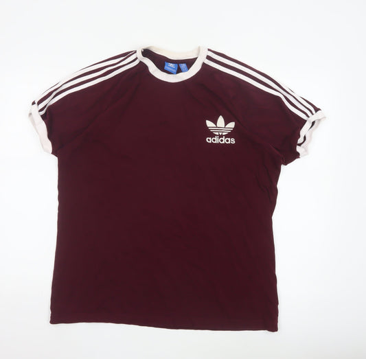 Adidas Men's Red XL Retro Sports Crew Neck T-Shirt