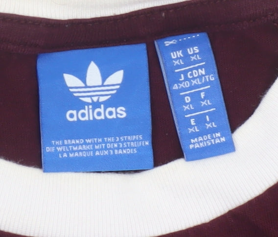 Adidas Men's Red XL Retro Sports Crew Neck T-Shirt