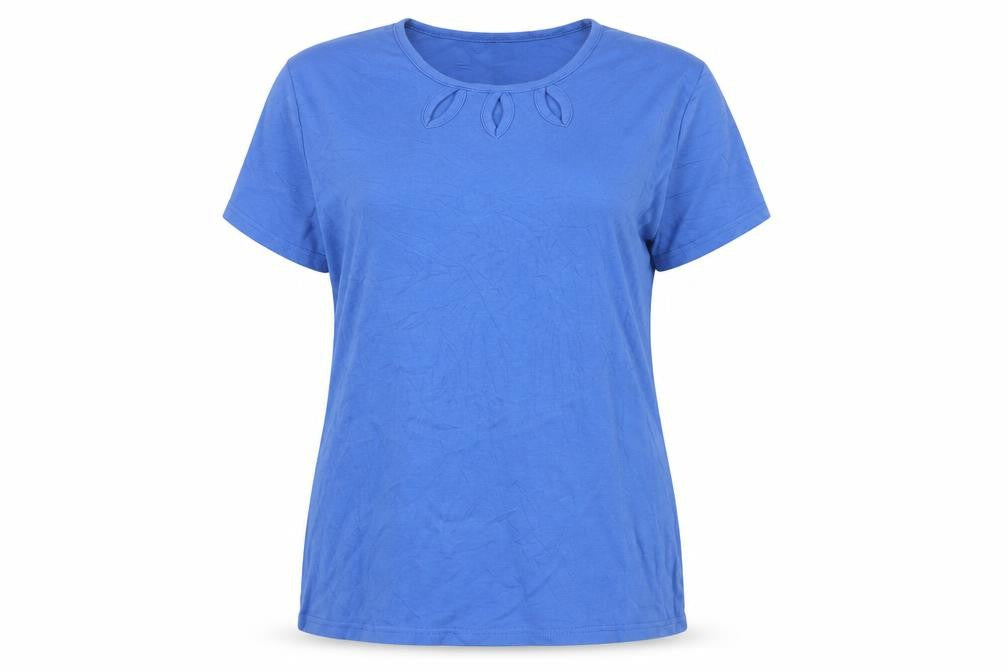 Isle Women's Blue Cotton Short Sleeve Crew Neck T-Shirt Size 18