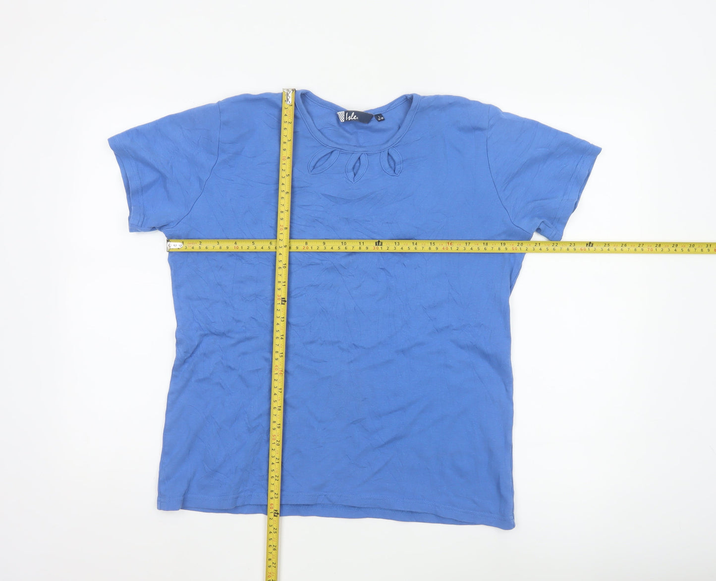 Isle Women's Blue Cotton Short Sleeve Crew Neck T-Shirt Size 18