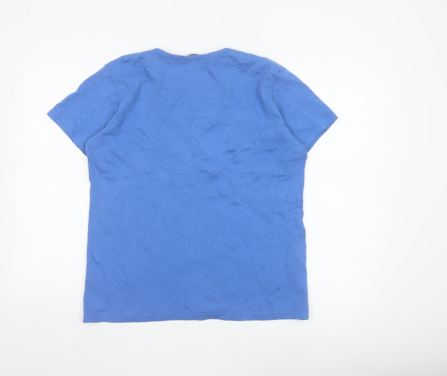 Isle Women's Blue Cotton Short Sleeve Crew Neck T-Shirt Size 18