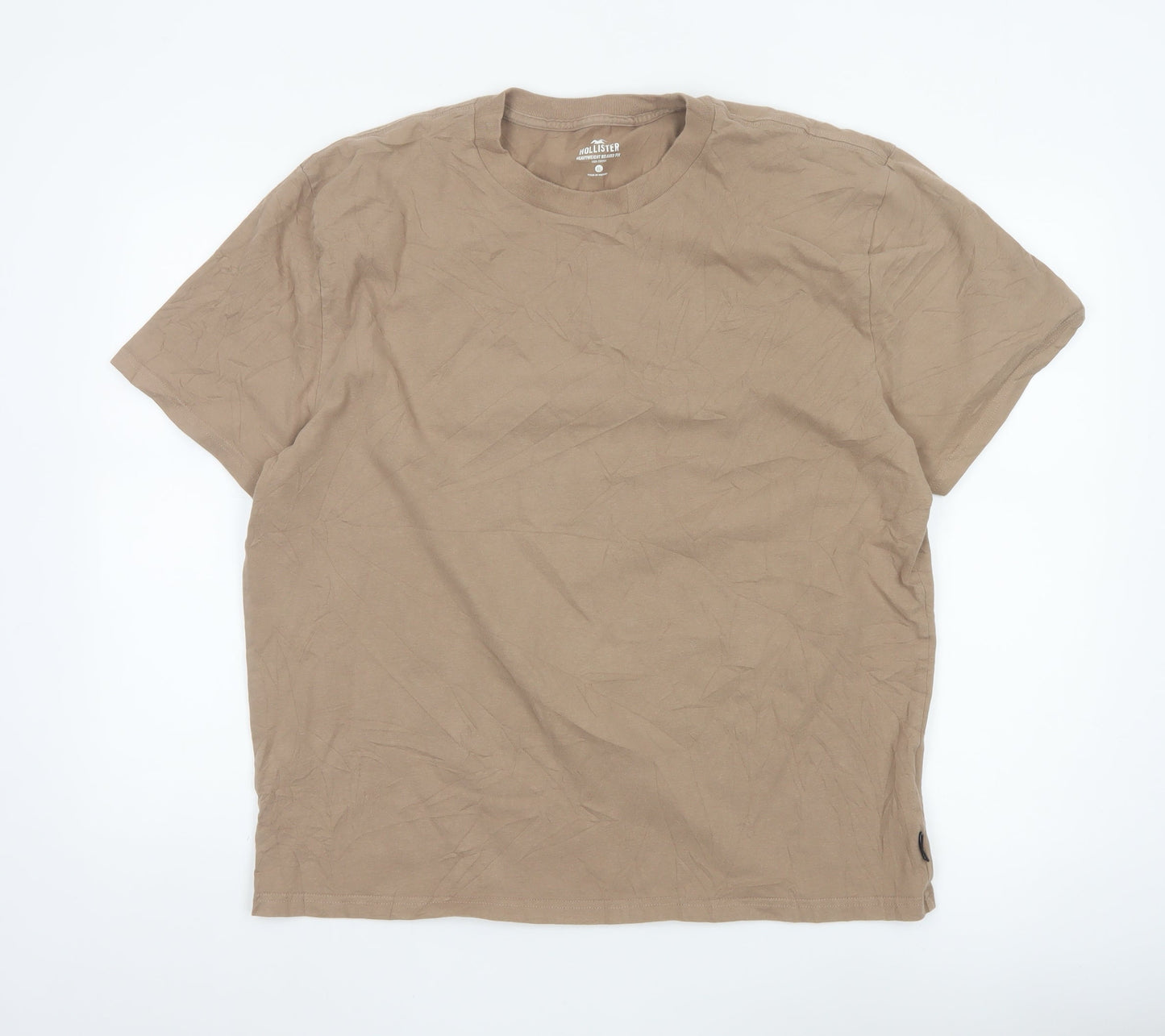 Hollister Men’s Beige Heavyweight Relaxed Fit Cotton XL T-Shirt