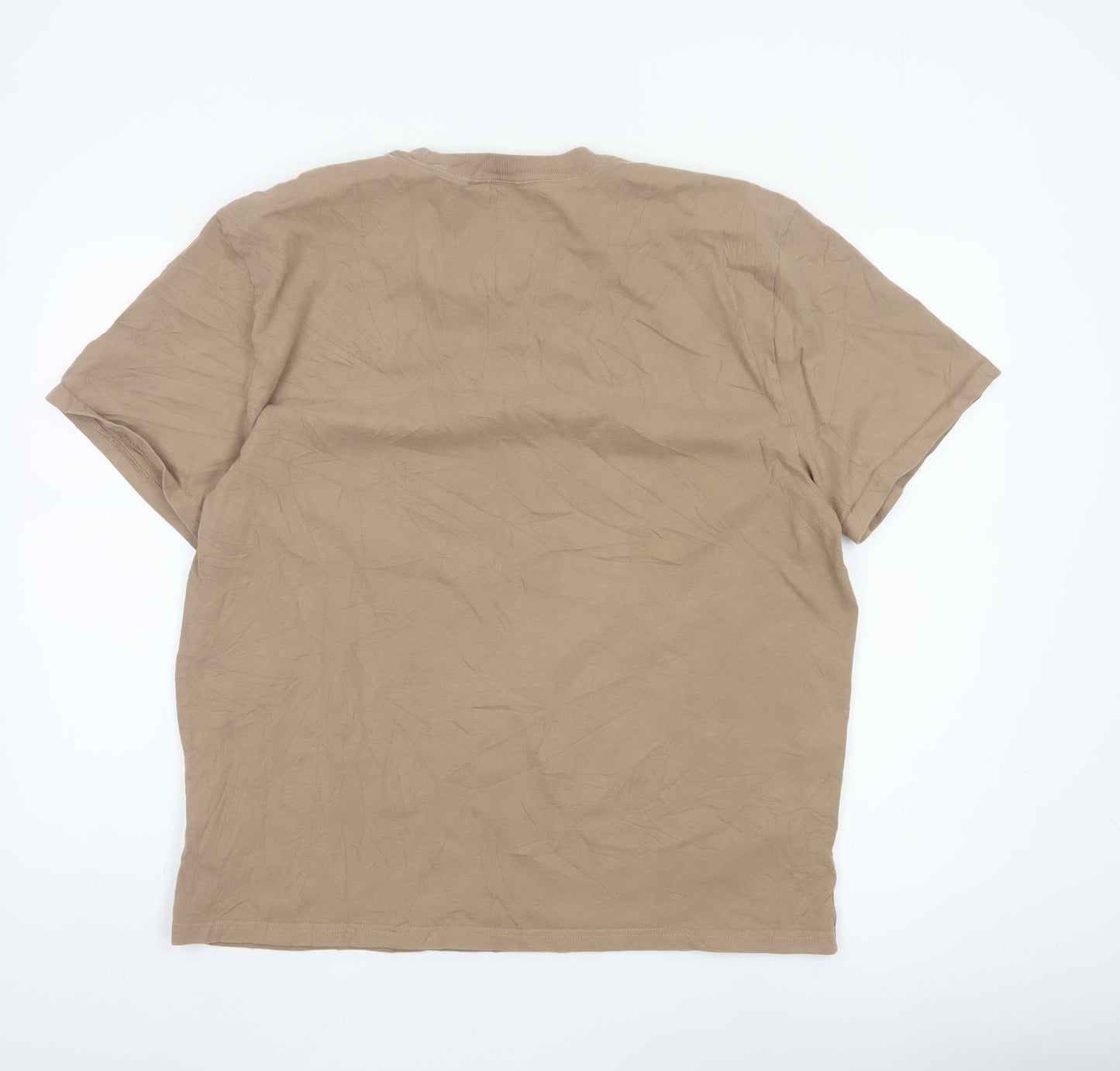 Hollister Men’s Beige Heavyweight Relaxed Fit Cotton XL T-Shirt