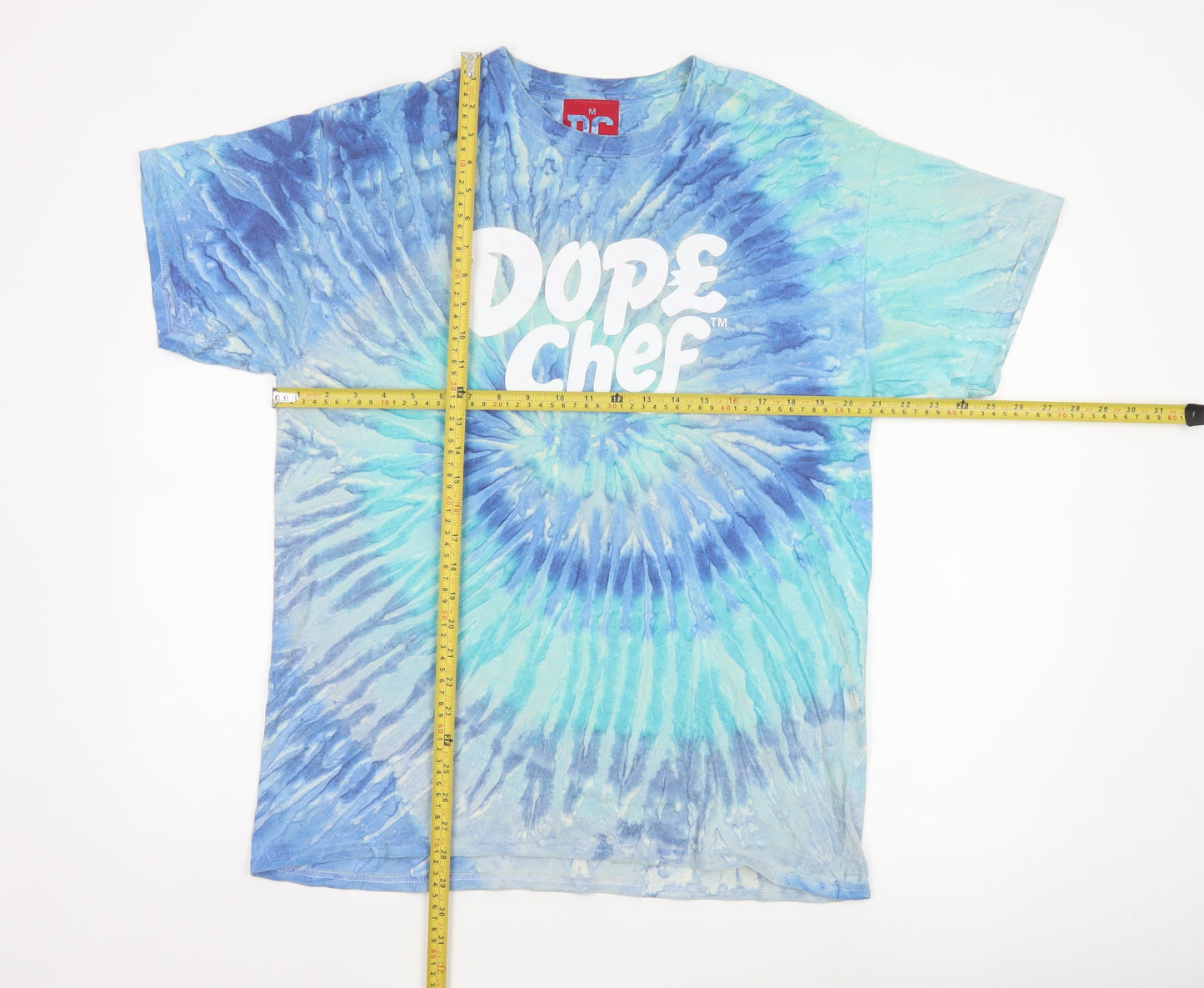 Dope Chef Men's Blue Tie-Dye Regular Fit Cotton T-Shirt M