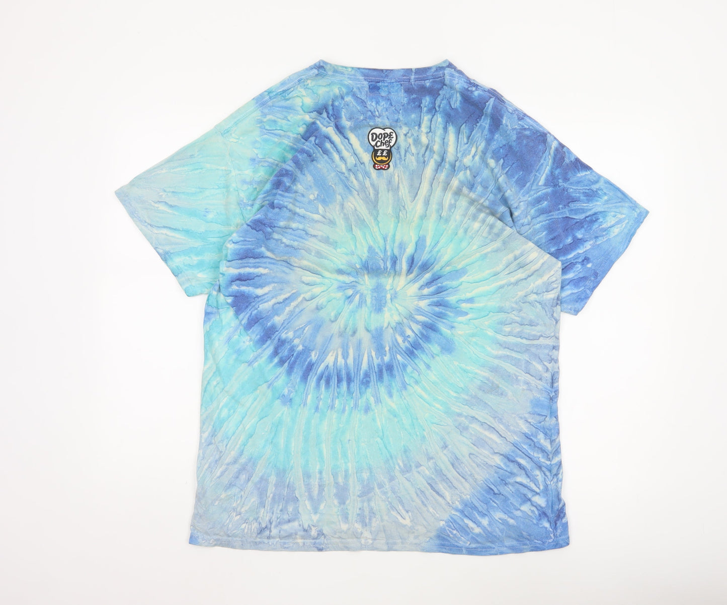 Dope Chef Men's Blue Tie-Dye Regular Fit Cotton T-Shirt M