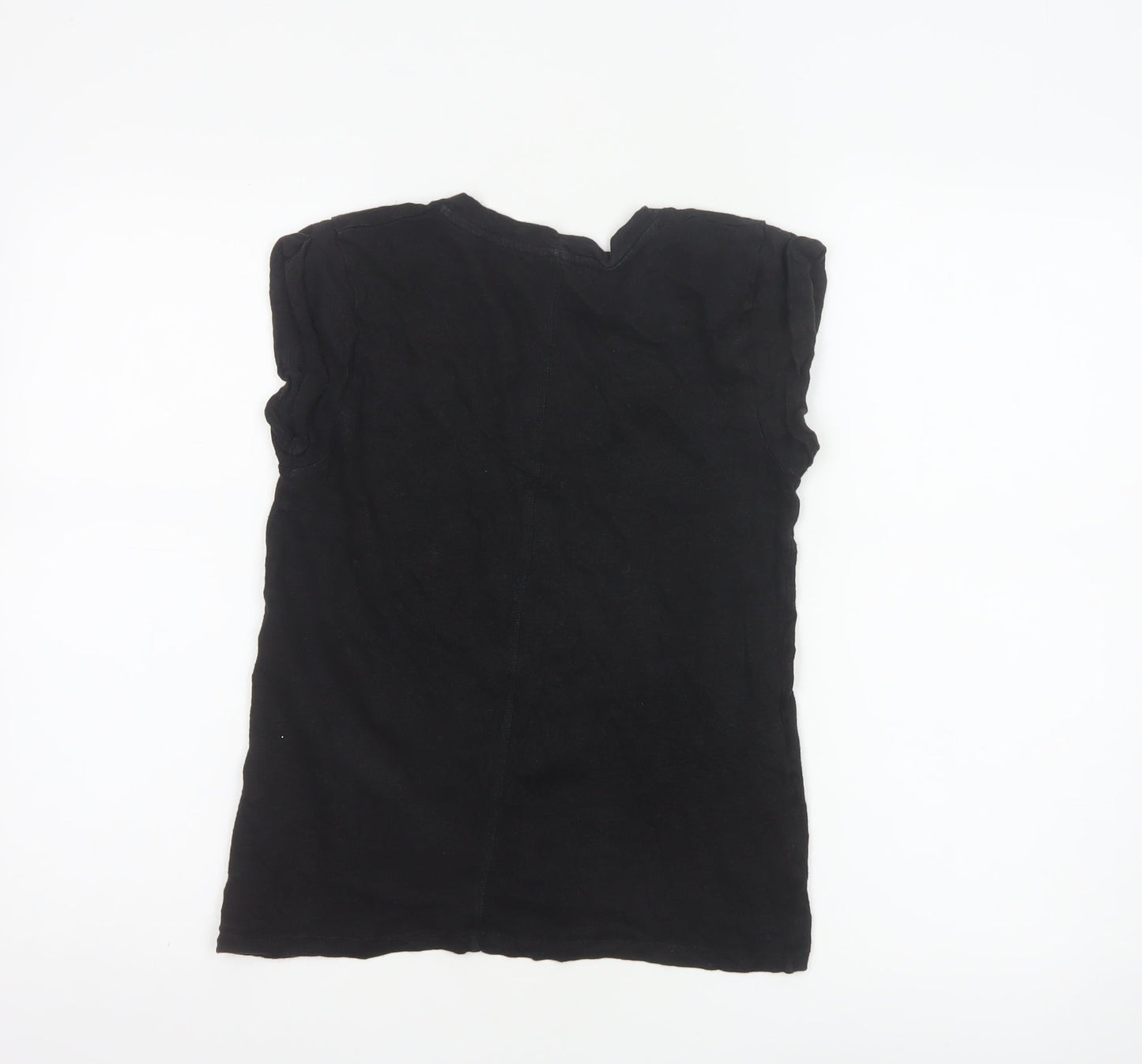 Jigsaw Women's Black Linen V-Neck Sleeveless T-Shirt XS