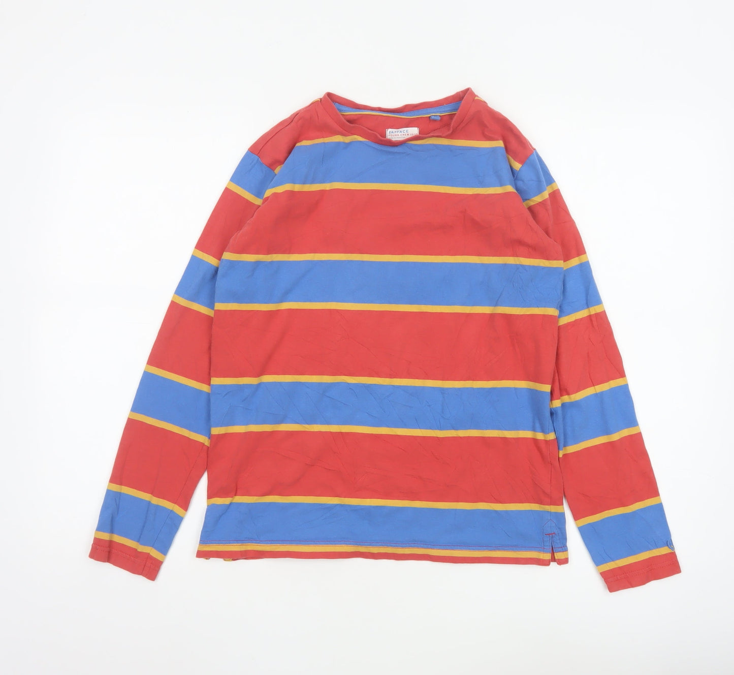 FatFace Boys Red Striped Long Sleeve Cotton T-Shirt 12-13 Years