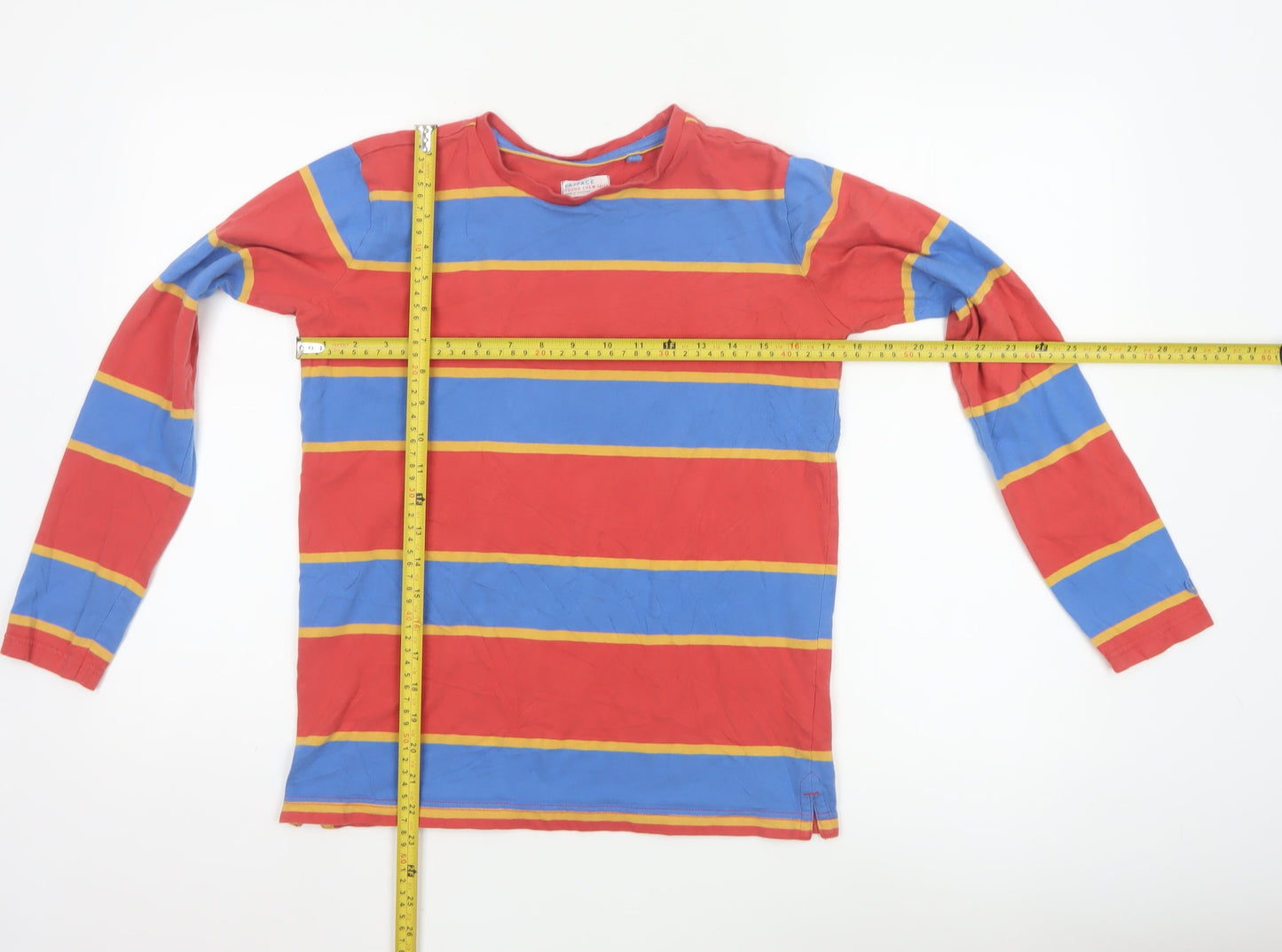 FatFace Boys Red Striped Long Sleeve Cotton T-Shirt 12-13 Years