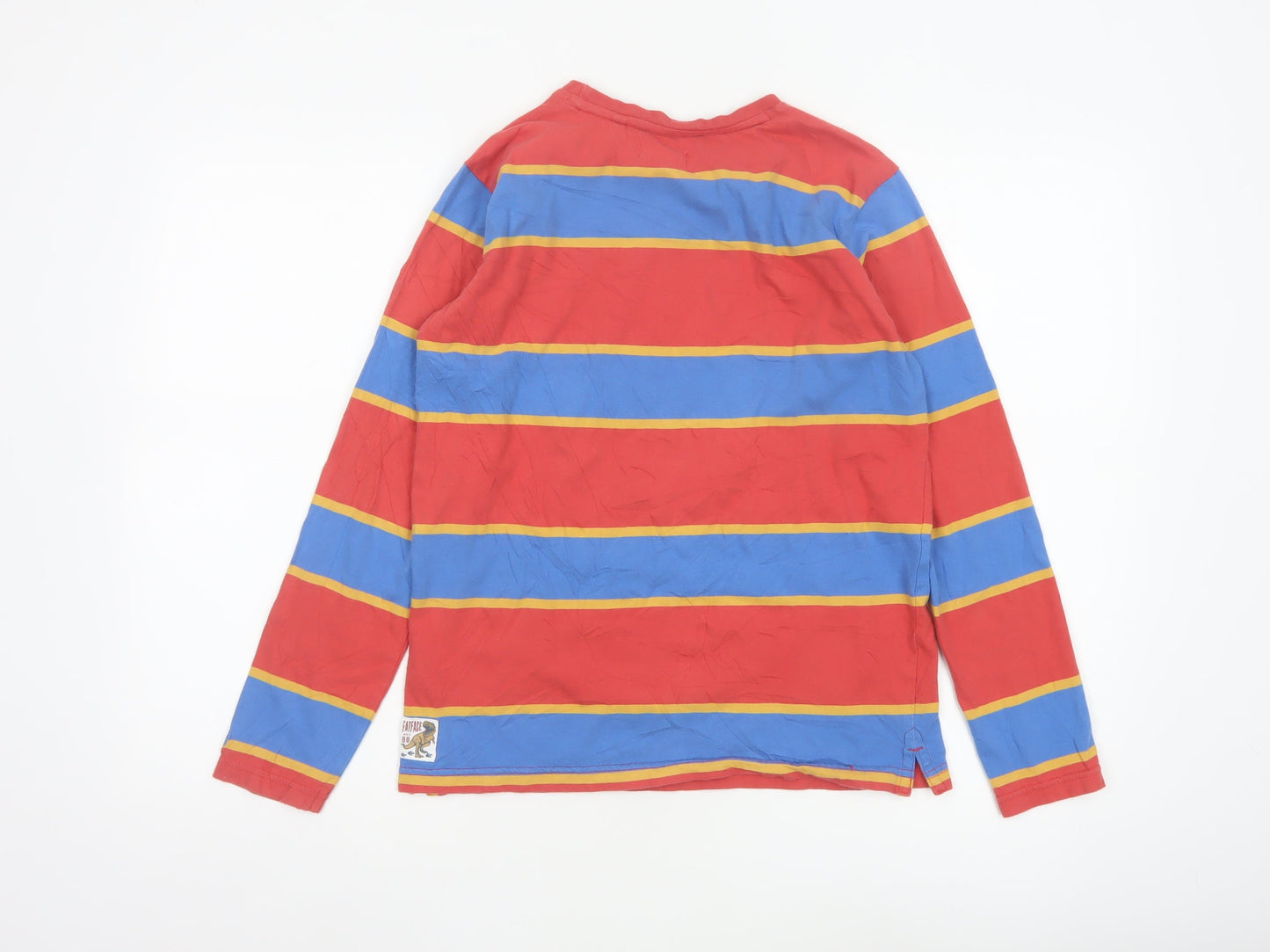 FatFace Boys Red Striped Long Sleeve Cotton T-Shirt 12-13 Years