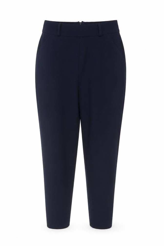 PNK Women Navy Blue Tapered Trousers UK 8 Polyester Blend Workwear