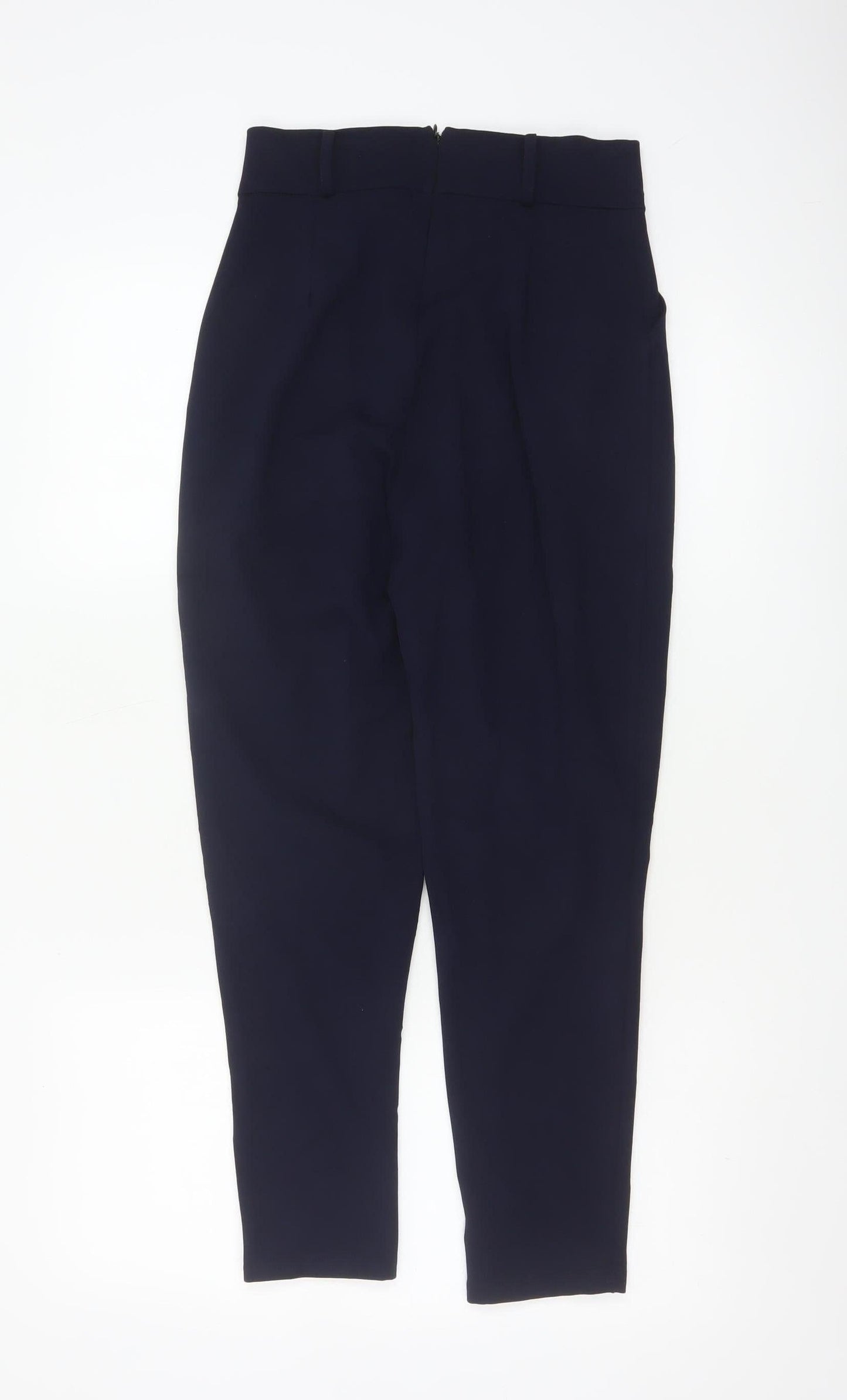 PNK Women Navy Blue Tapered Trousers UK 8 Polyester Blend Workwear