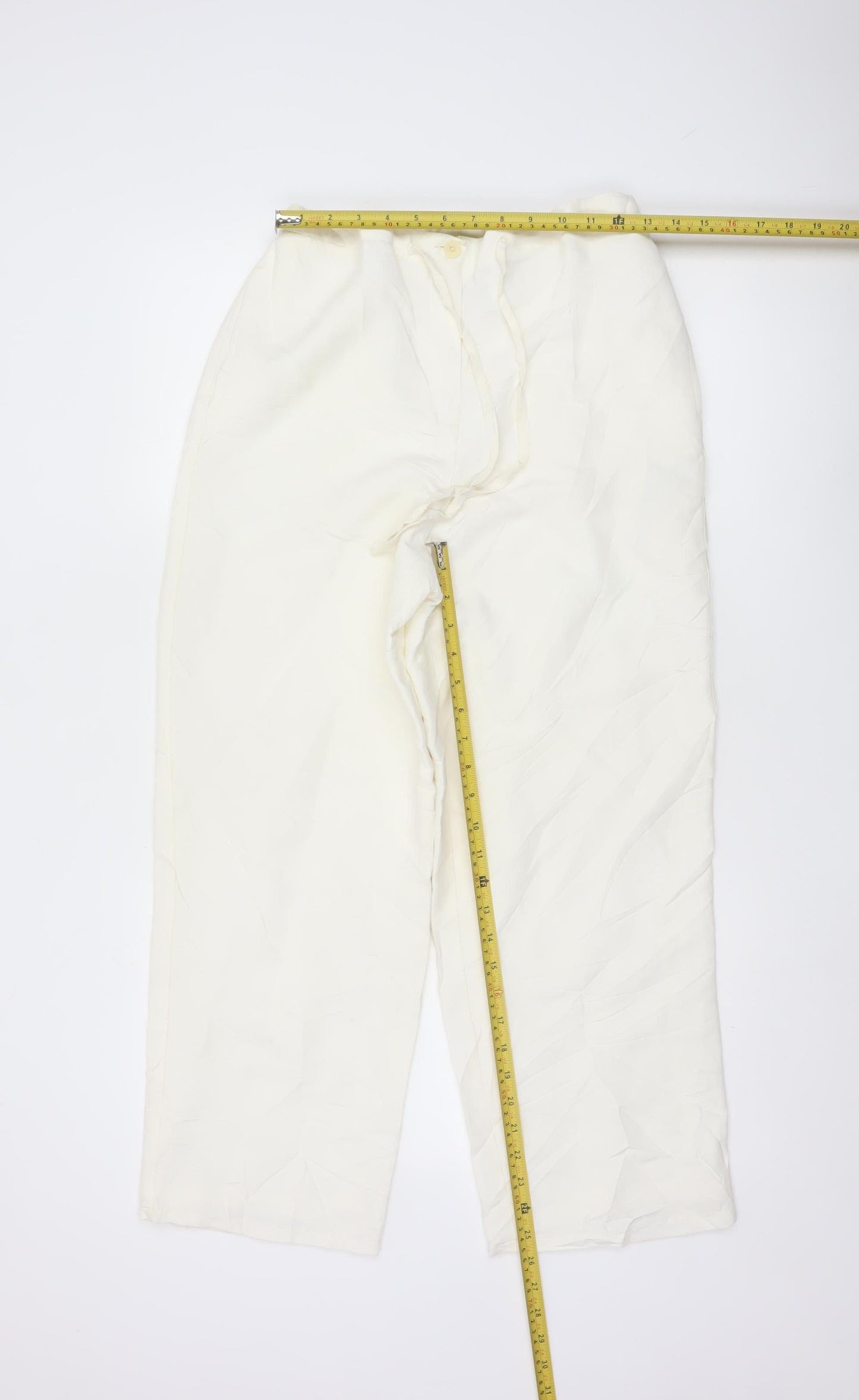 Liz Claiborne Petite Women's Ivory Viscose Wide-Leg Trousers UK 8
