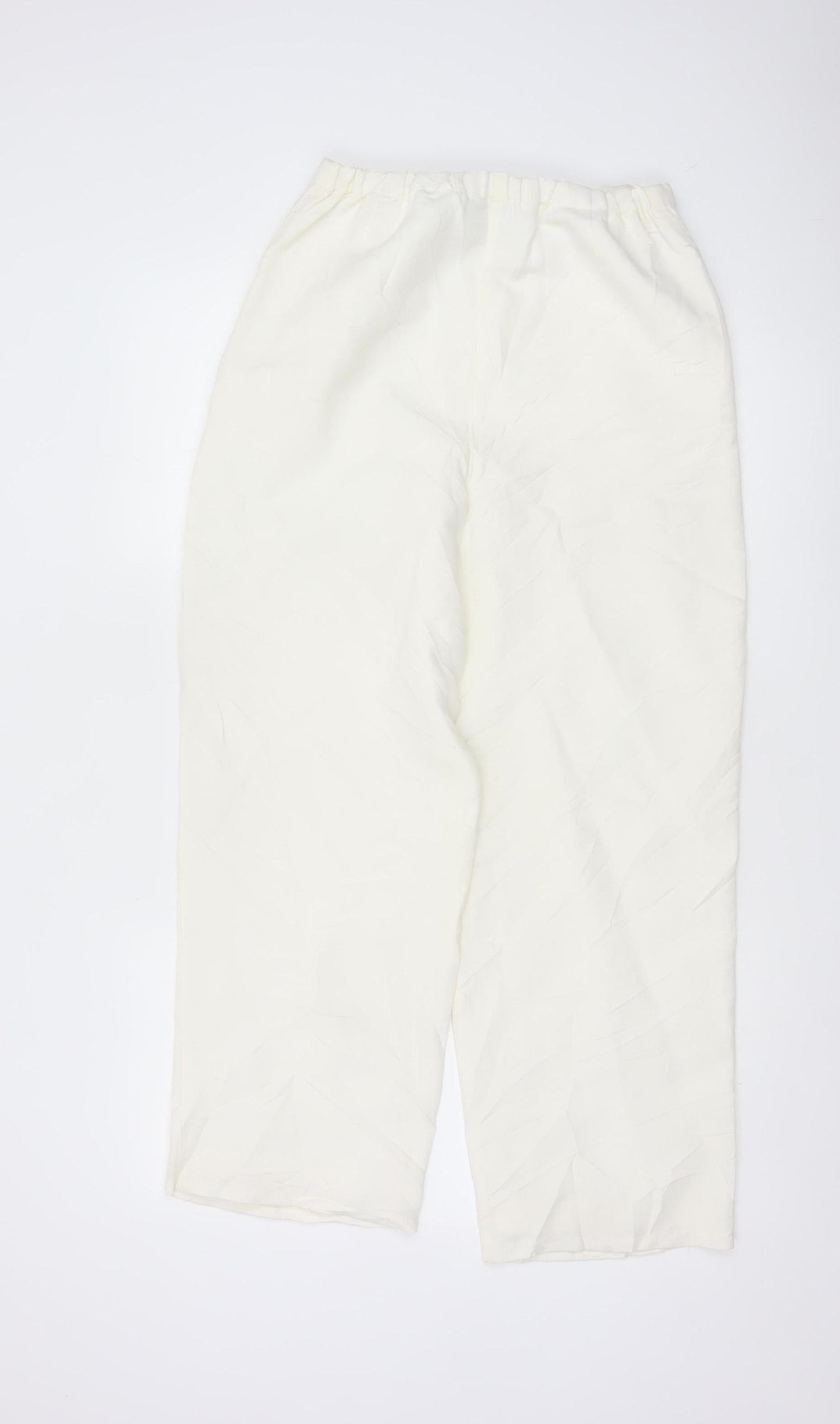 Liz Claiborne Petite Women's Ivory Viscose Wide-Leg Trousers UK 8