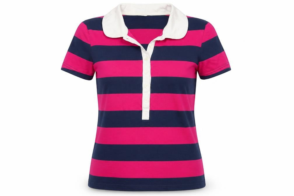 Topshop Women's Multicoloured Striped Cotton Polo Shirt Size 10