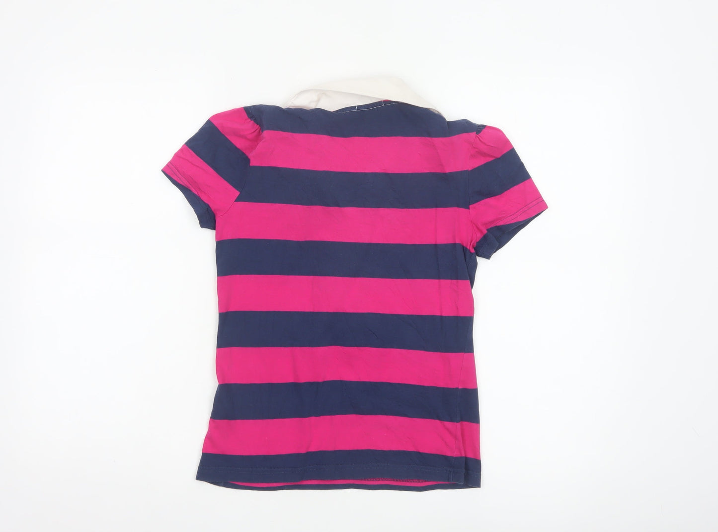 Topshop Women's Multicoloured Striped Cotton Polo Shirt Size 10