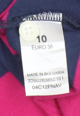 Topshop Women's Multicoloured Striped Cotton Polo Shirt Size 10