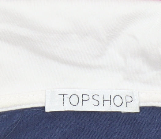 Topshop Women's Multicoloured Striped Cotton Polo Shirt Size 10