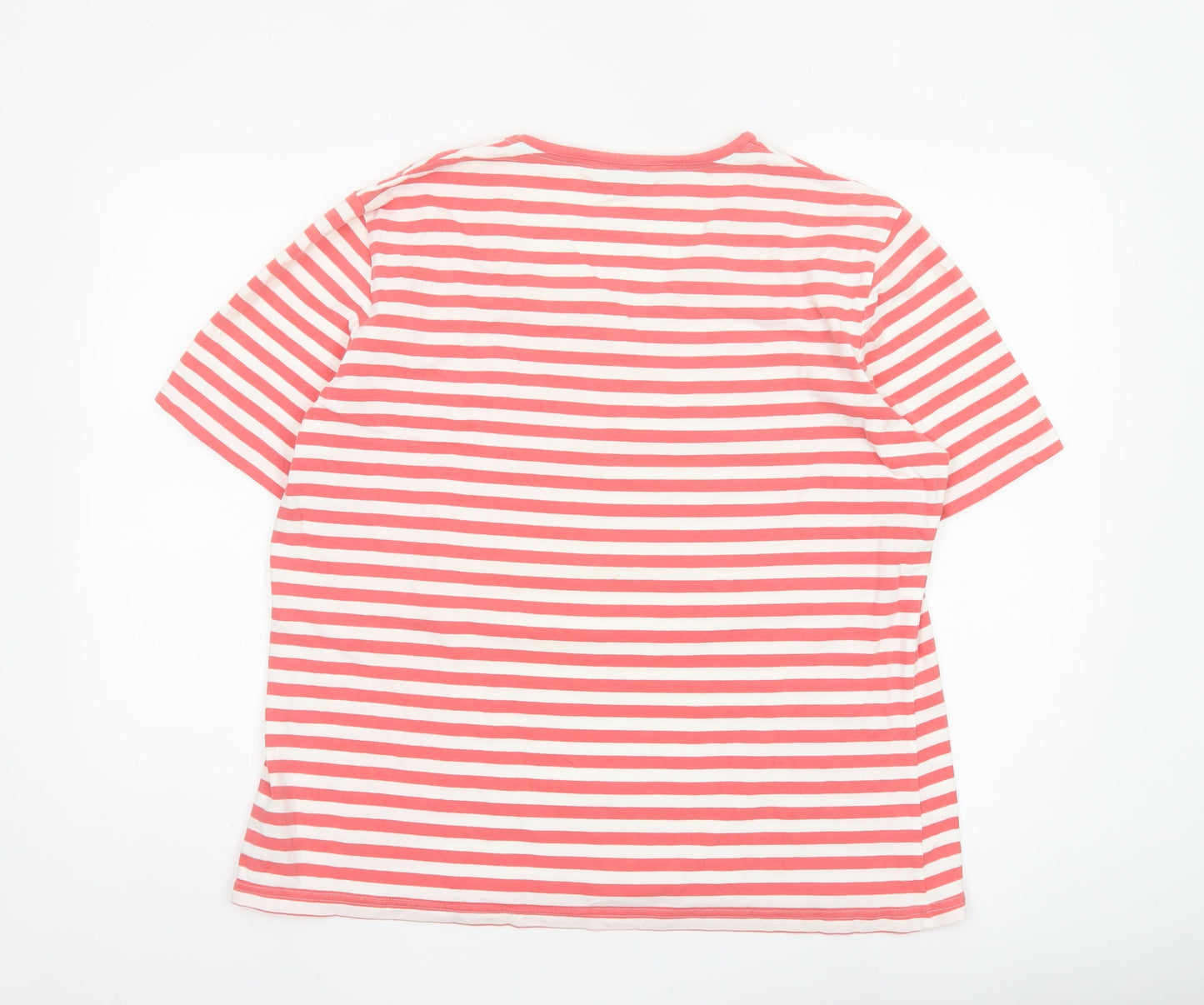 Tulchan Womens Pink Striped Cotton Stretch Short Sleeve T-Shirt 2XL