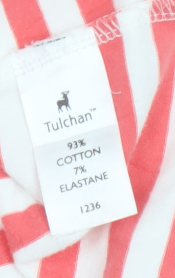 Tulchan Womens Pink Striped Cotton Stretch Short Sleeve T-Shirt 2XL