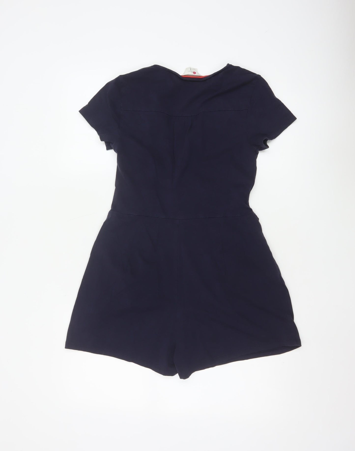 Boden Women's Navy Blue Short Sleeve Wrap Playsuit UK 8P Cotton Blend