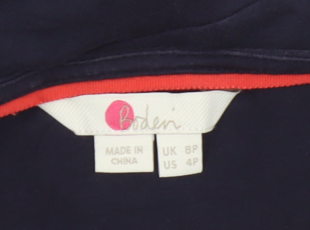Boden Women's Navy Blue Short Sleeve Wrap Playsuit UK 8P Cotton Blend