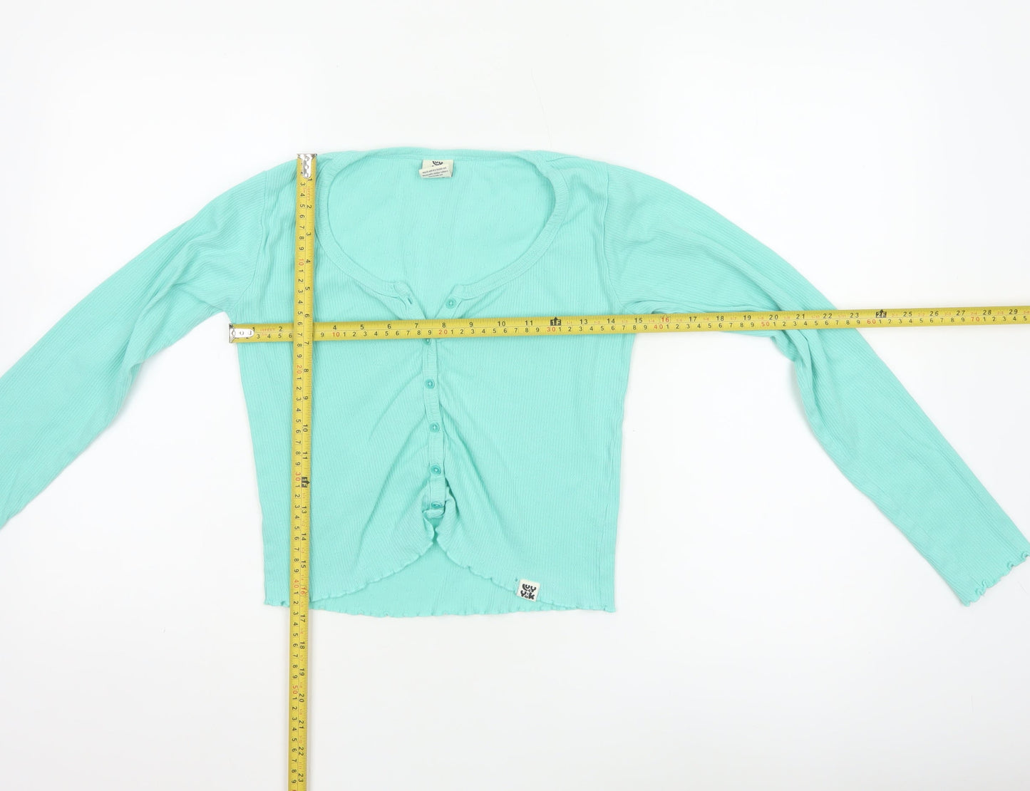 Lucy & Yak Women’s Green Cropped Button-Up Cotton Top L