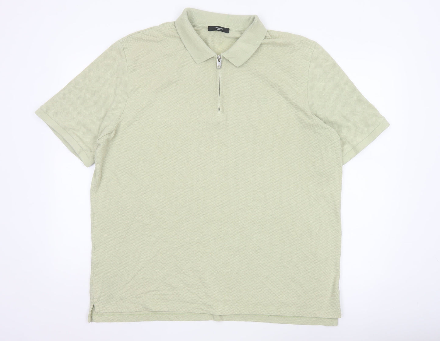Jack & Jones Premium Men’s Beige 1/4 Zip Polo Shirt XXL Cotton
