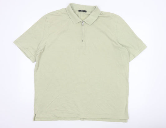 Jack & Jones Premium Men’s Beige 1/4 Zip Polo Shirt XXL Cotton