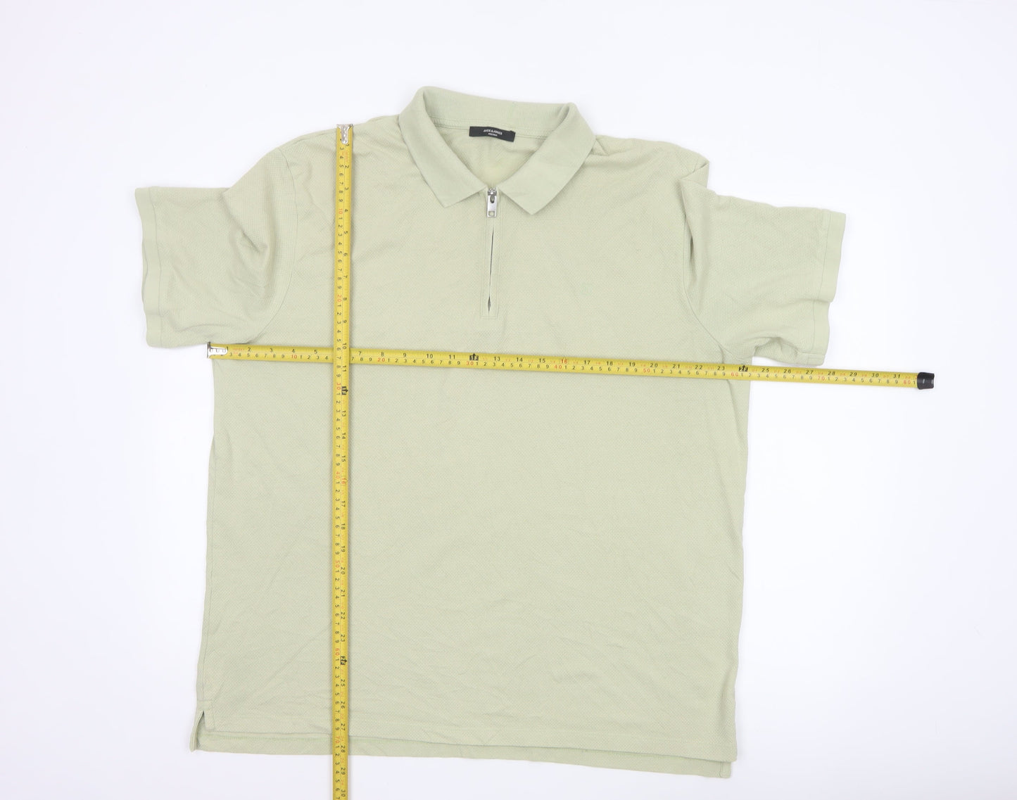 Jack & Jones Premium Men’s Beige 1/4 Zip Polo Shirt XXL Cotton
