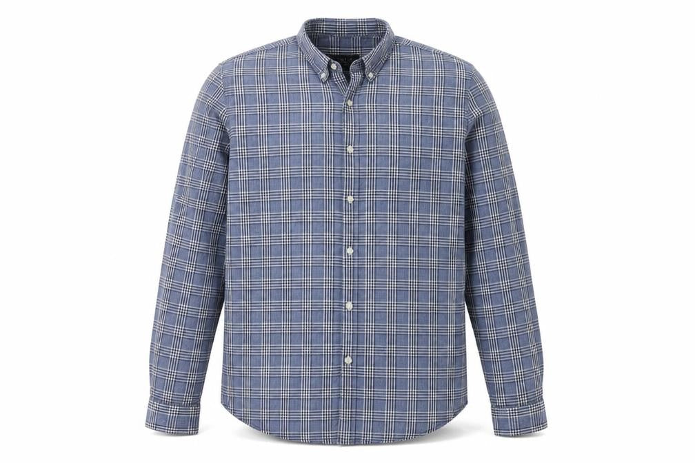 Zara Man Blue Check Slim Fit Button-Up Shirt Men’s XL Long Sleeve