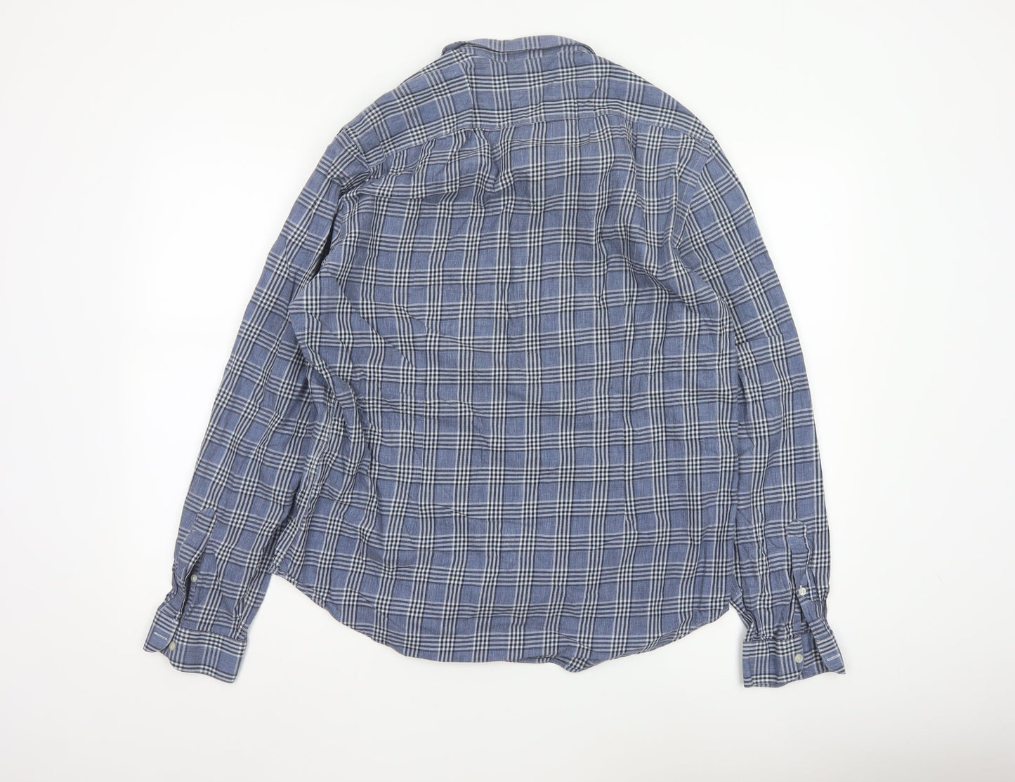 Zara Man Blue Check Slim Fit Button-Up Shirt Men’s XL Long Sleeve
