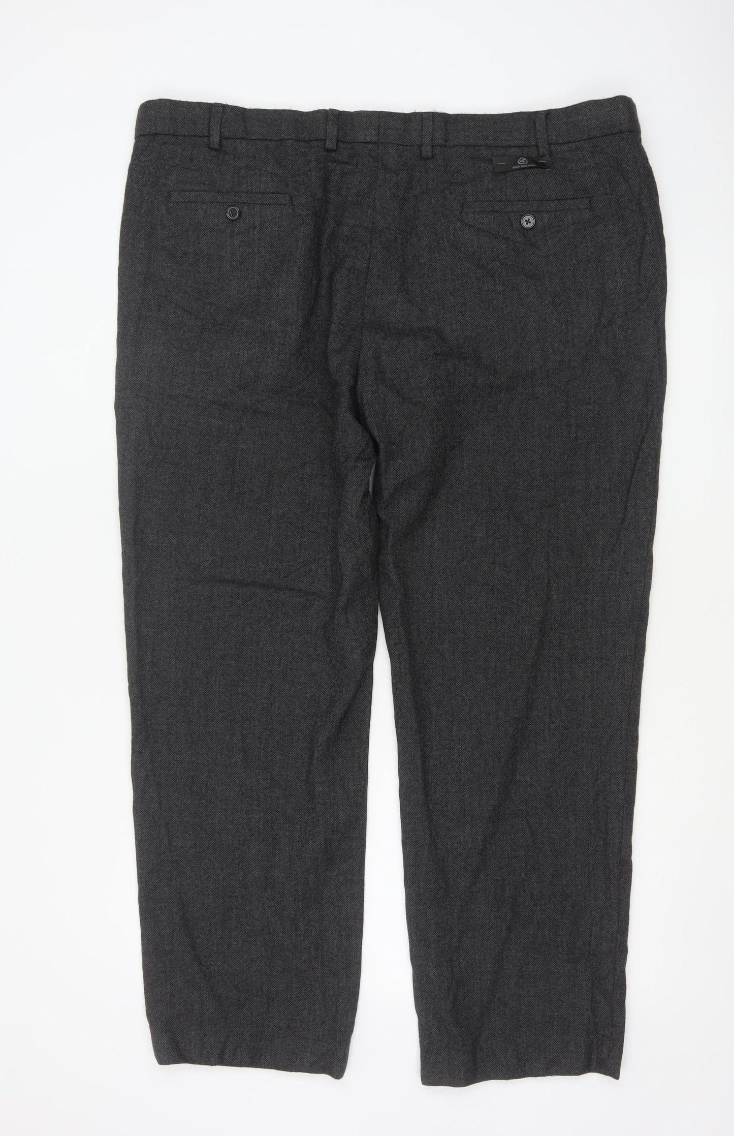 Marks and Spencer Men's Grey Wool Blend Regular Fit Trousers 44W 31L