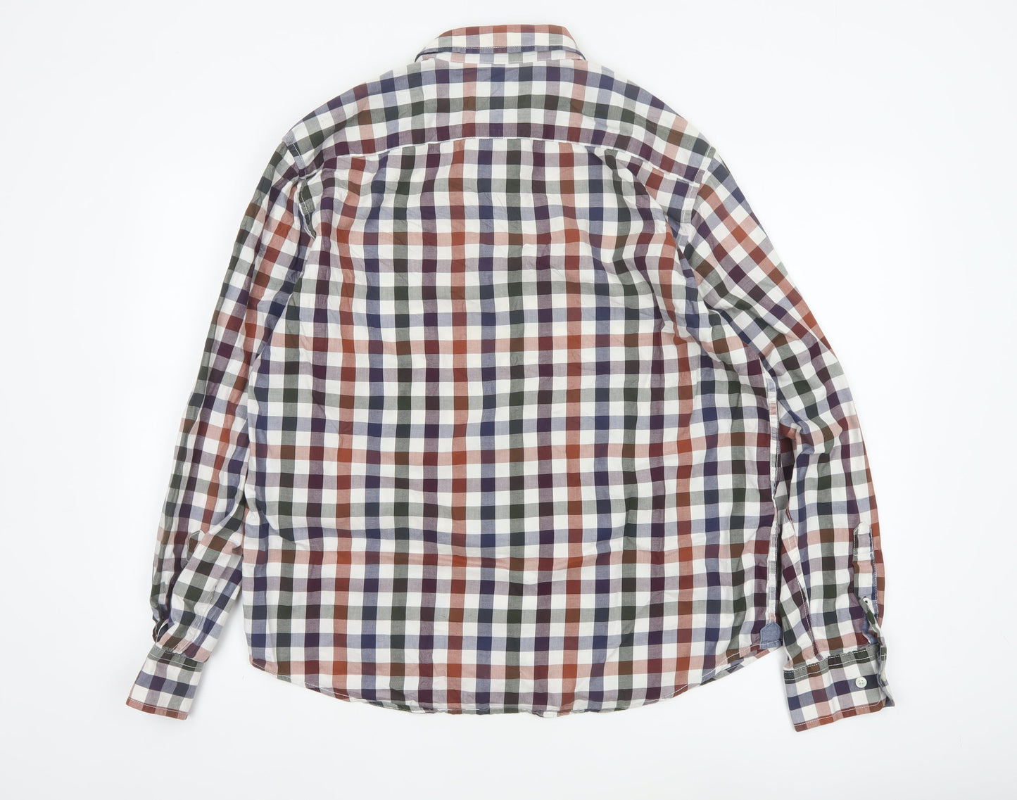 Marks and Spencer Blue Harbour Men's Multicoloured Check Cotton Long Sleeve Shirt L