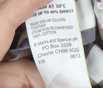 Marks and Spencer Blue Harbour Men's Multicoloured Check Cotton Long Sleeve Shirt L
