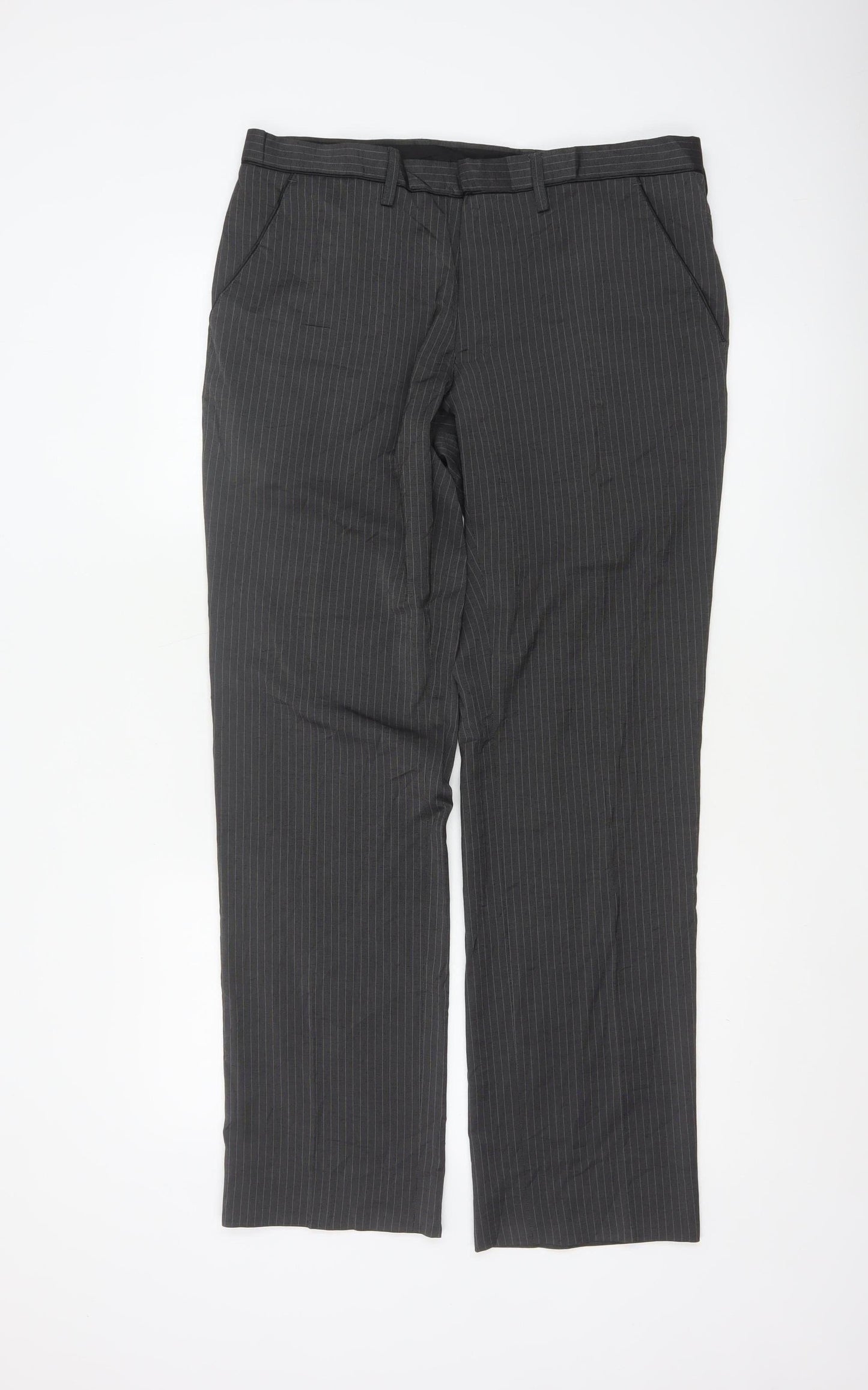 Next Men’s Grey Pinstripe Regular Fit Dress Trousers 34W M